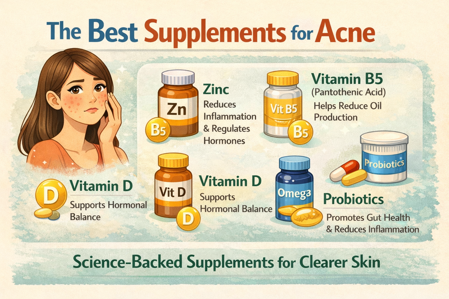 The Best Supplements for Acne: Science-Backed Solutions to Clear and Healthy Skin - ClearB5
