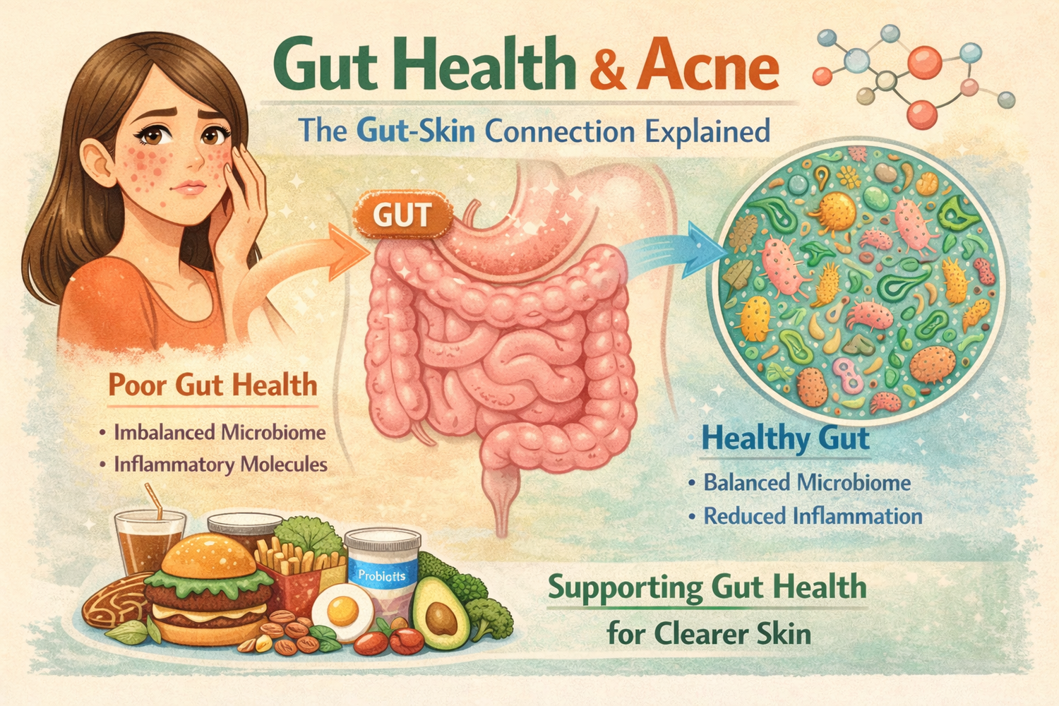 Gut Health and Acne Connection: How Your Microbiome Shows Up on Your Skin - ClearB5