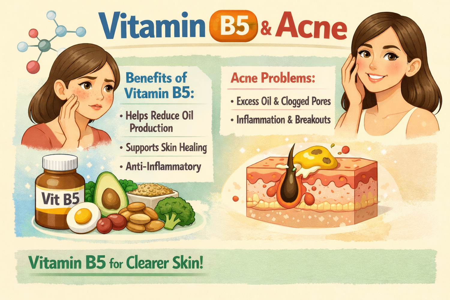 Vitamin B5 for Acne: Evidence, Benefits & How to Use It Safely - ClearB5