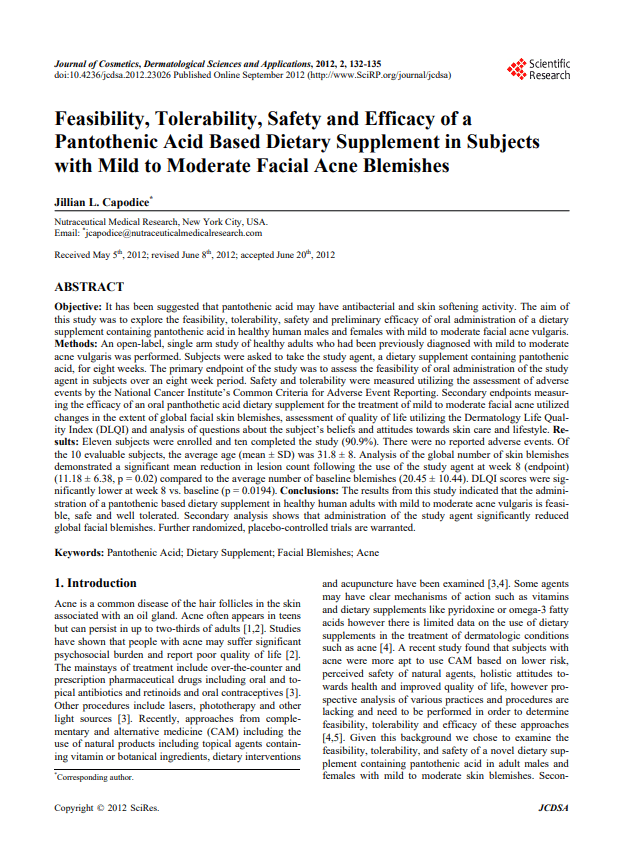 Vitamin B5 Study1 Vitamin B5 Study 1